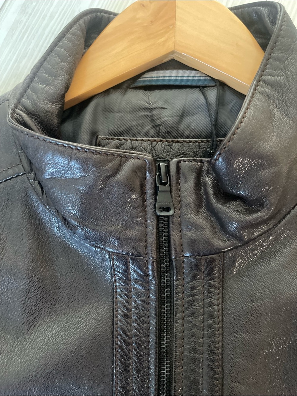 Hugo Boss leather jacket moto full zip - Picture 5 of 13